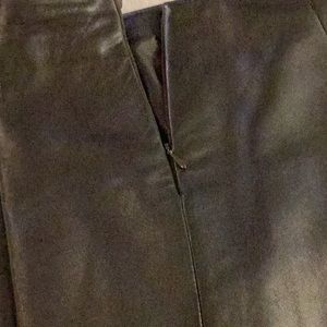 Chocolate, brown, straight leg, lined leather pants. Length 29 inch.